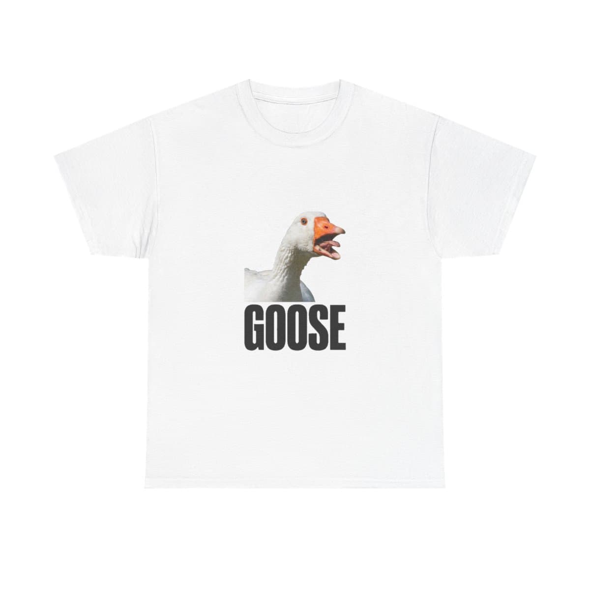 Goose Tee, Funny Comical Goose Graphic T-Shirt, Black Block Caption Print, Quirky Bird Lover Gift