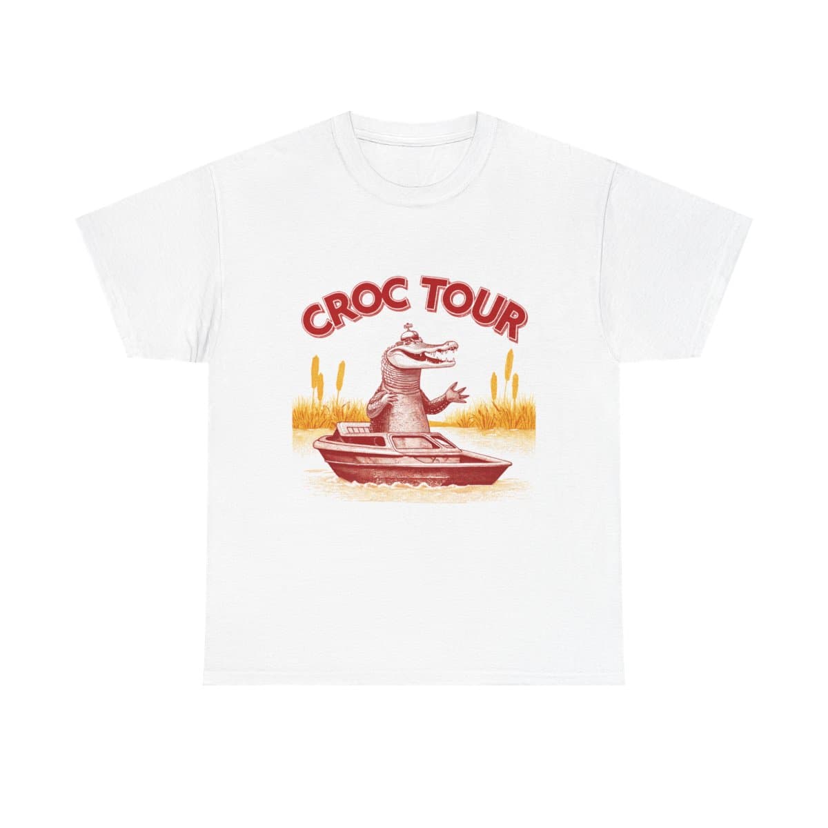 Croc Tour Tee Funny Alligator Swamp Boat Vintage Ad Parody Shirt Gator Lover Gift Bayou Humor Tee