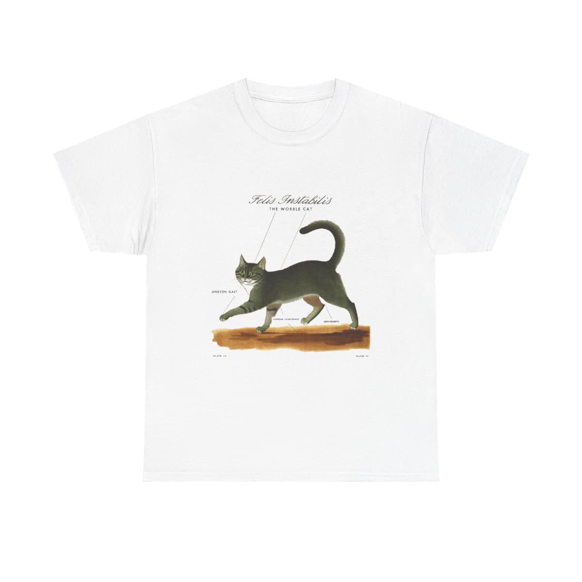 The Wobble Cat Tee | Funny Vintage Naturalist Field Guide Cat Illustration